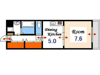 COCO中仙道(1DK/2階)の間取り写真