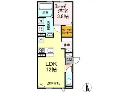 ノーブル スクエア C(1LDK/1階)の間取り写真