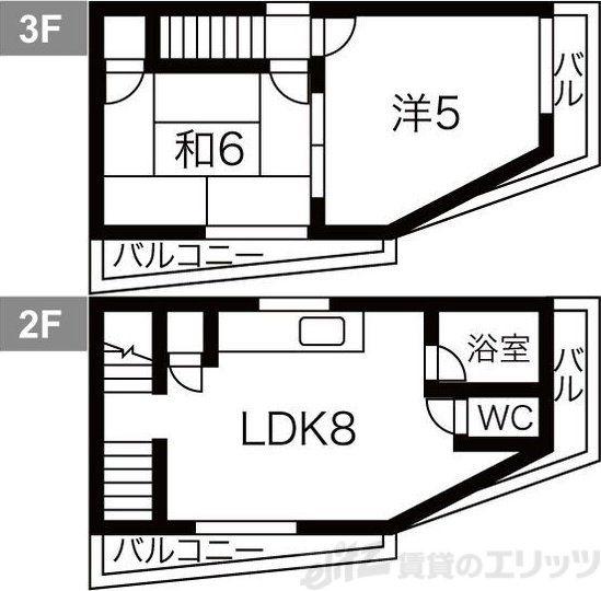 豊新4丁目天野興産(2LDK/2階)の間取り写真