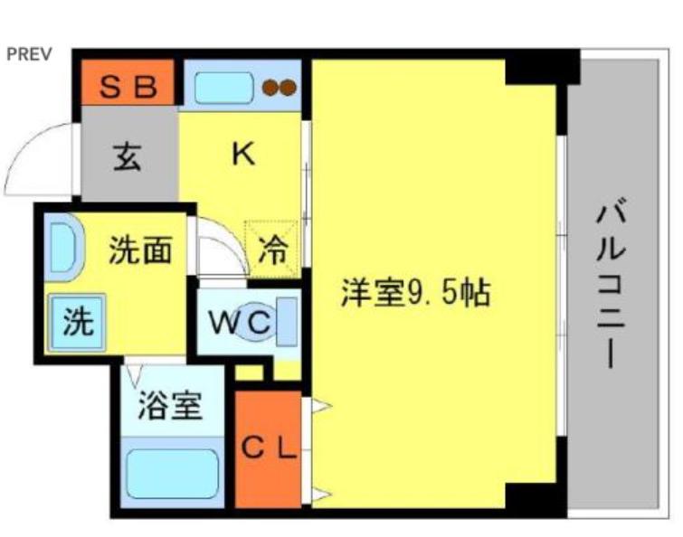 ウィスタリア京橋(1K/3階)の間取り写真