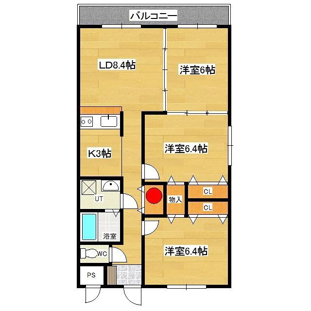 フェイマスKITAMI2番館(3LDK/5階)の間取り写真