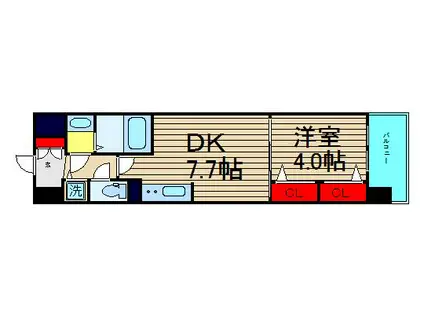 グランカーサ難波元町(1DK/5階)の間取り写真