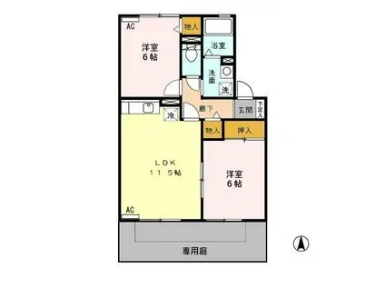 グランシャリオ(2LDK/1階)の間取り写真