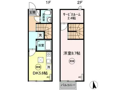 グレースタウンIIA(1SLDK/1階)の間取り写真