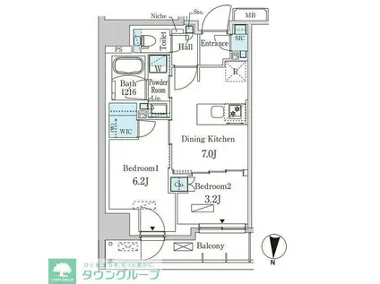 パークアクシス両国スクエア(2DK/12階)の間取り写真