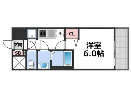 レジュールアッシュOSAKA新深江(1K/7階)の間取り写真