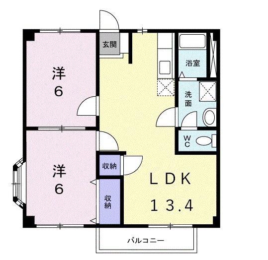 コートビレッジC(2LDK/2階)の間取り写真