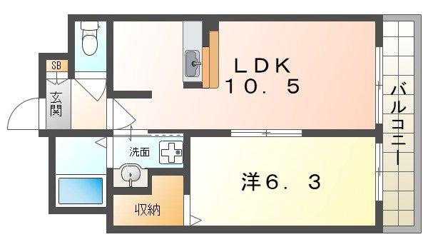 アムール八籏(1LDK/2階)の間取り写真