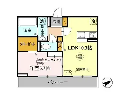 カーサ・コレット(1LDK/3階)の間取り写真