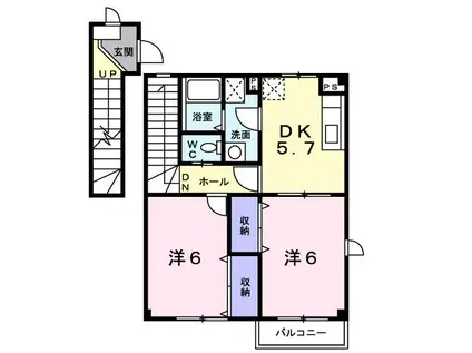 クレール(2DK/2階)の間取り写真