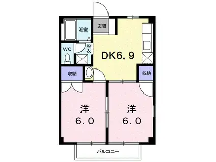 サンハイツA(2DK/1階)の間取り写真