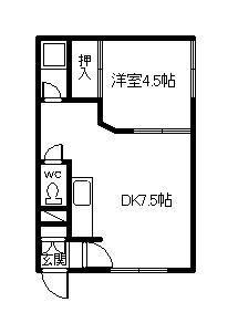リッチハウス2・2(1DK/1階)の間取り写真