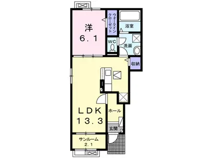 メゾン・カイティスII(1LDK/1階)の間取り写真