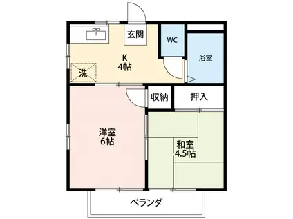 シャトレ城南 A棟(2K/2階)の間取り写真