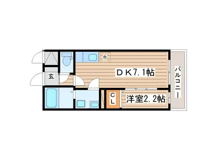 リプラス宮町(1DK/3階)の間取り写真