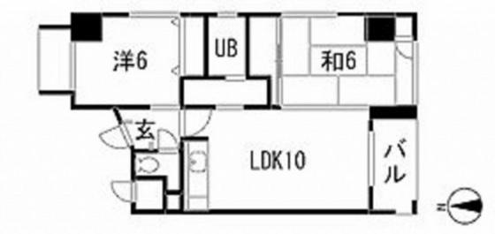 ブラウンハウス(2LDK/11階)の間取り写真