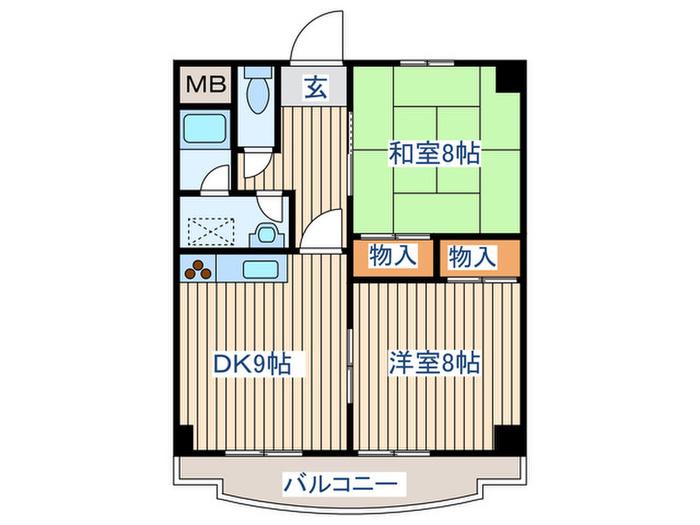 KATOUビル(2DK/4階)の間取り写真