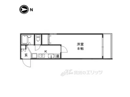 西陣の中(1K/4階)の間取り写真