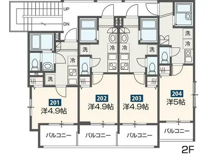 MELDIA新検見川III(1K/1階)の間取り写真