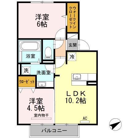 フルール(2LDK/2階)の間取り写真