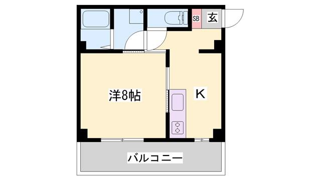 コンフォート英賀保(1K/4階)の間取り写真