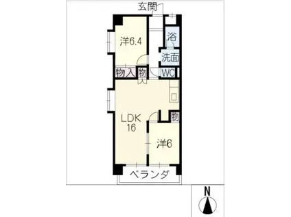ルミエール原(2LDK/11階)の間取り写真