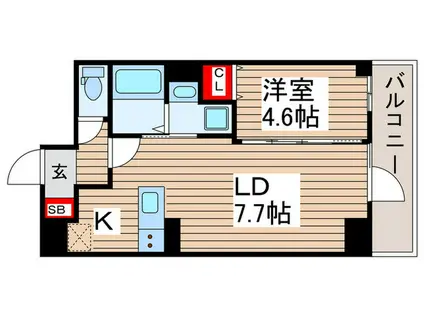 アルファプライム東陽町(1LDK/9階)の間取り写真