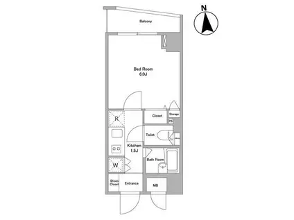 KDXレジデンス早稲田鶴巻(1K/4階)の間取り写真