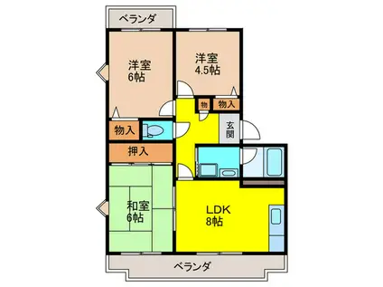 メゾンフォルテ中西(3LDK/4階)の間取り写真
