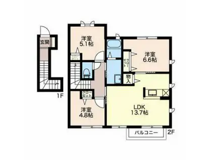 セードル弐番館(3LDK/2階)の間取り写真