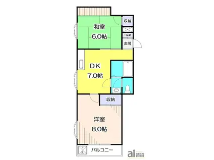 クレイルヴィラI(2DK/2階)の間取り写真