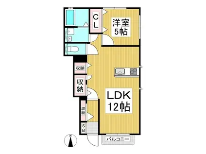 ハイムメゾンこむぎ(1LDK/1階)の間取り写真