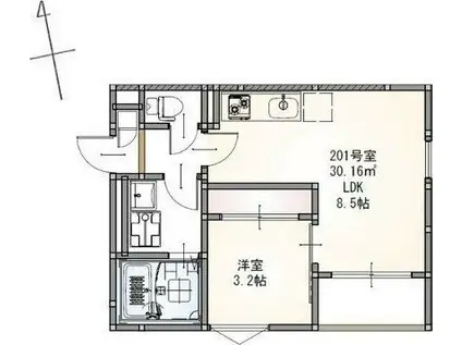 REGALEST西中田(1LDK/2階)の間取り写真