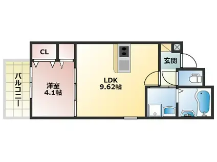 ジーメゾン大久保アスピダ(1LDK/3階)の間取り写真