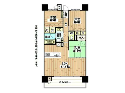 リビオ桃園パークフォレスト(3LDK/10階)の間取り写真