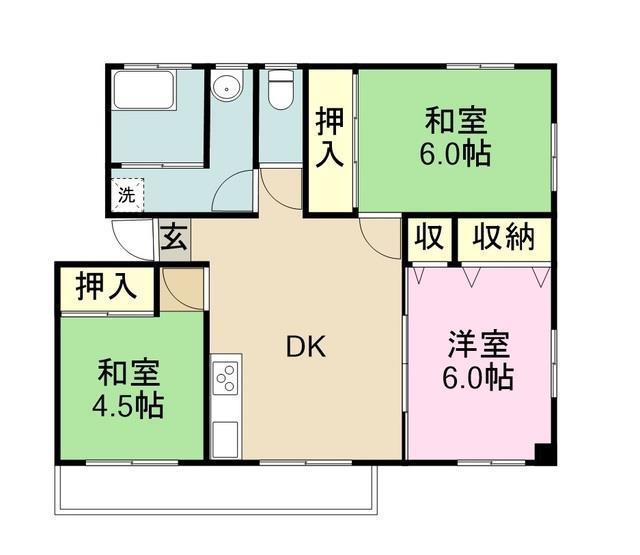 田口コーポ(3DK/2階)の間取り写真