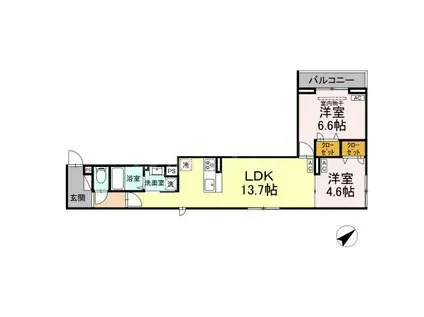 セレスティア江戸川III(2LDK/2階)の間取り写真