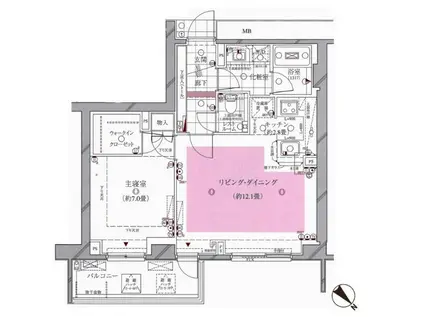 ピアースコード中目黒(1LDK/3階)の間取り写真