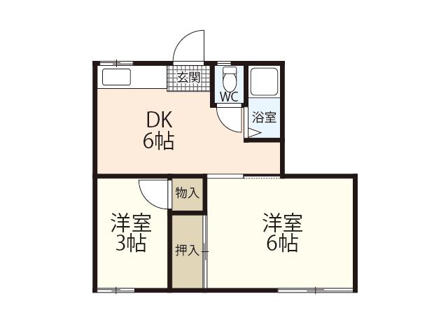 亀田アパート(2DK/1階)の間取り写真