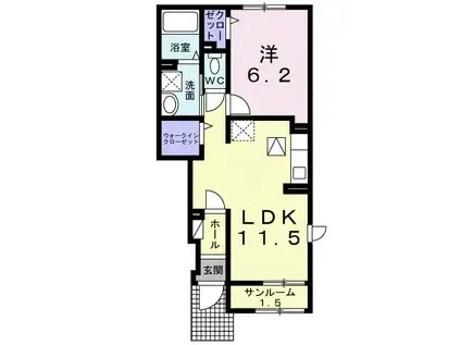 オアシス I(1LDK/1階)の間取り写真