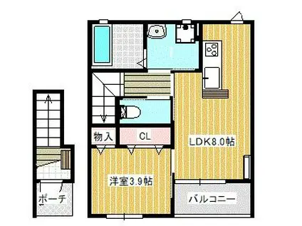 GRAND FIELD 中高津(1LDK/2階)の間取り写真