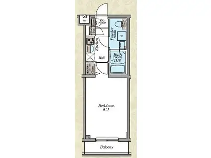 ログ池上(1K/1階)の間取り写真