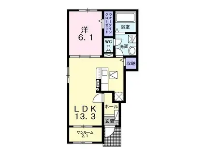 グレイスレジデンス 館山B(1LDK/1階)の間取り写真