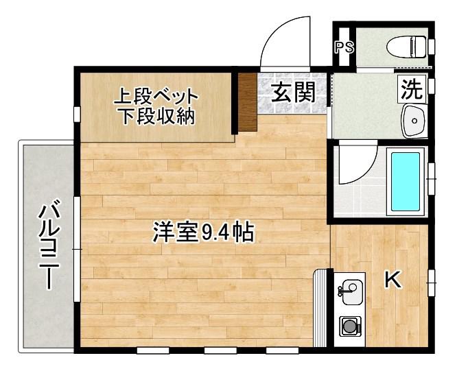 コーポラスM(1K/1階)の間取り写真