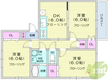 プレミールⅡ(3DK/1階)の間取り写真