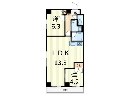 メトロステージ亀有(2LDK/6階)の間取り写真