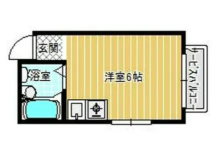 ウィズテリア東阪田(ワンルーム/2階)の間取り写真