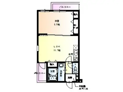 フジパレス今川III番館(1LDK/2階)の間取り写真