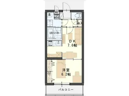 ソレアード小松島II(1DK/3階)の間取り写真