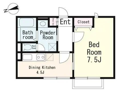 ハナハイム(1DK/2階)の間取り写真